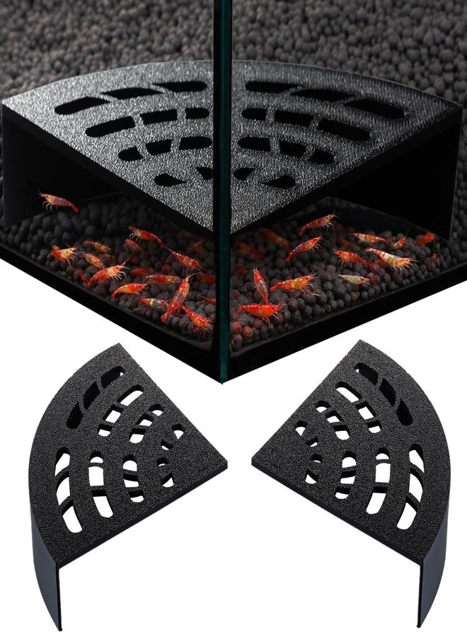 HERPDEN Shrimp Cave 2-Pack - Space-Saving Fan-Shaped Aquarium Cave Decor with 180° Wide-View Design, Compact Fish Tank Accessories for Cherry/Dwarf Shrimp (Black) - Image 1